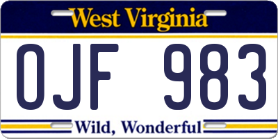 WV license plate OJF983