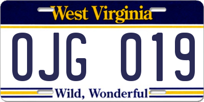 WV license plate OJG019