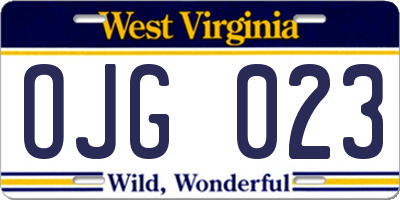 WV license plate OJG023