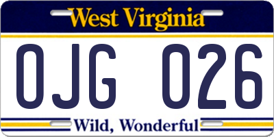 WV license plate OJG026