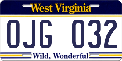 WV license plate OJG032