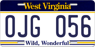 WV license plate OJG056