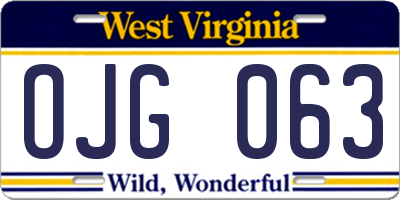 WV license plate OJG063