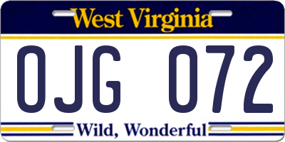 WV license plate OJG072