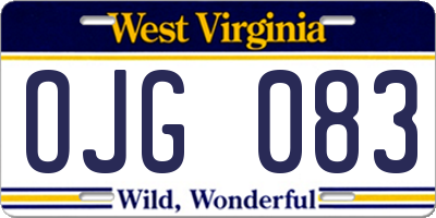 WV license plate OJG083