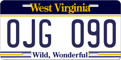 WV license plate OJG090
