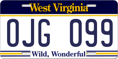 WV license plate OJG099