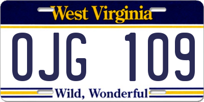 WV license plate OJG109