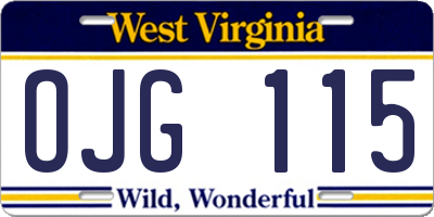 WV license plate OJG115