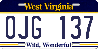 WV license plate OJG137