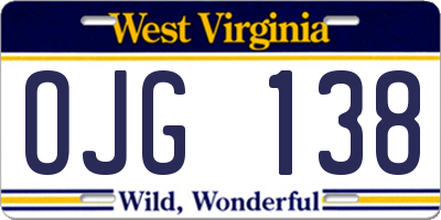 WV license plate OJG138