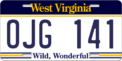 WV license plate OJG141