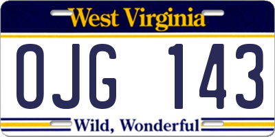 WV license plate OJG143
