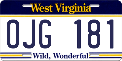 WV license plate OJG181