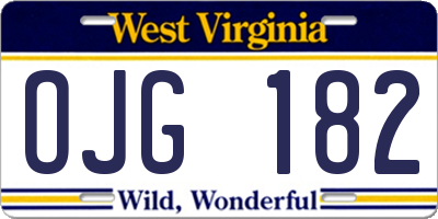 WV license plate OJG182