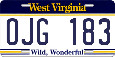 WV license plate OJG183