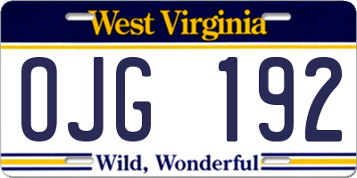 WV license plate OJG192