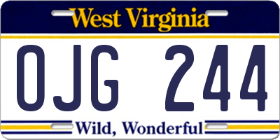 WV license plate OJG244