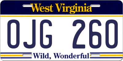 WV license plate OJG260