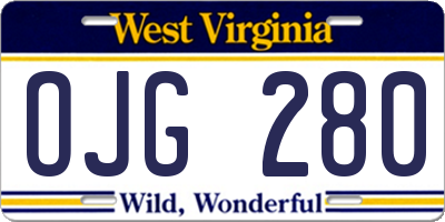 WV license plate OJG280