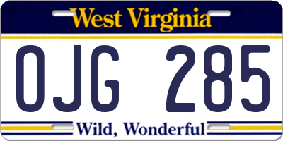 WV license plate OJG285