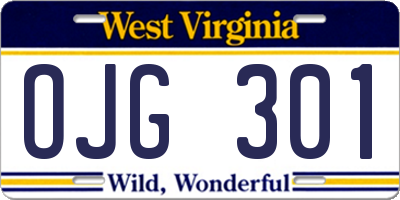 WV license plate OJG301