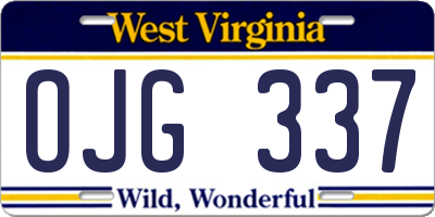WV license plate OJG337