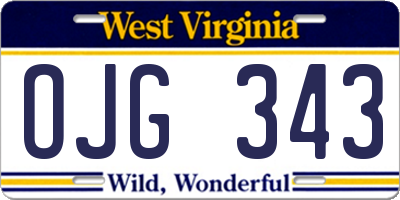 WV license plate OJG343