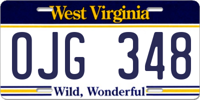 WV license plate OJG348