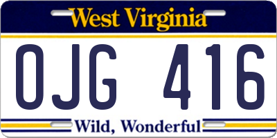 WV license plate OJG416