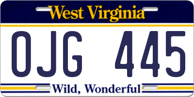 WV license plate OJG445
