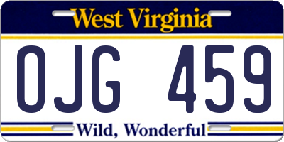 WV license plate OJG459
