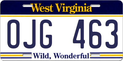 WV license plate OJG463