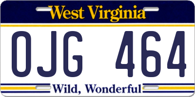 WV license plate OJG464