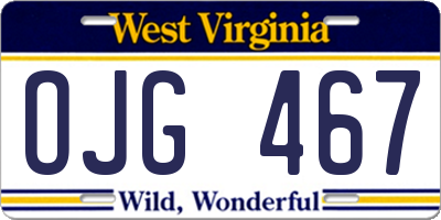 WV license plate OJG467