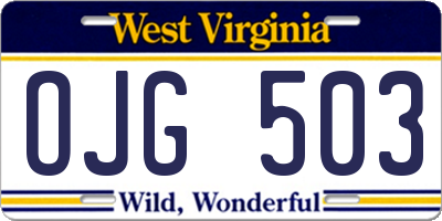 WV license plate OJG503