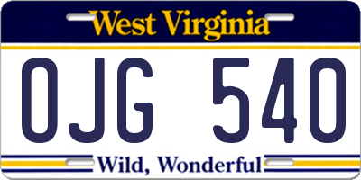 WV license plate OJG540