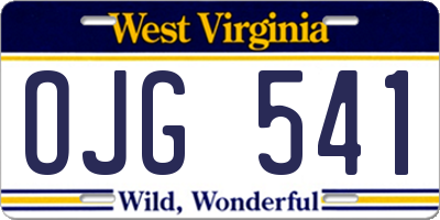 WV license plate OJG541