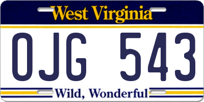 WV license plate OJG543