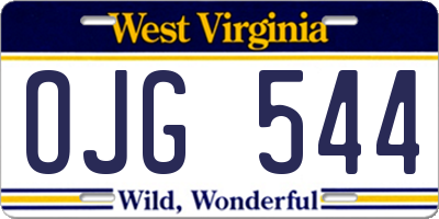 WV license plate OJG544