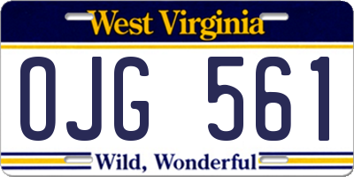 WV license plate OJG561