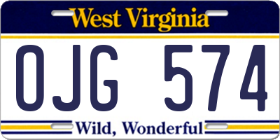 WV license plate OJG574