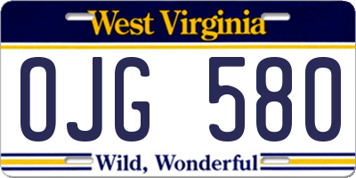 WV license plate OJG580