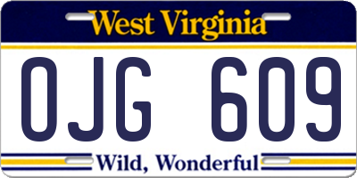 WV license plate OJG609