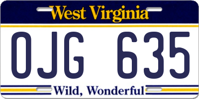 WV license plate OJG635