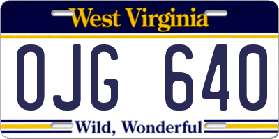 WV license plate OJG640