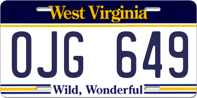 WV license plate OJG649