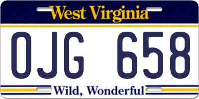 WV license plate OJG658