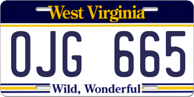 WV license plate OJG665