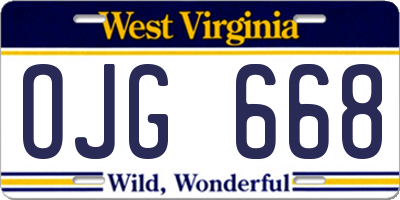 WV license plate OJG668